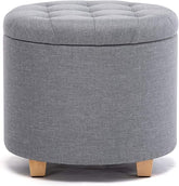 Round Fabric Storage Ottoman