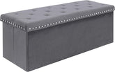 Foldable Velvet Designed Storage Ottoman