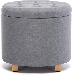Round Fabric Storage Ottoman