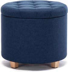 Round Fabric Storage Ottoman