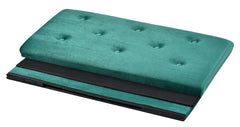Foldable Velvet Designed Storage Ottoman - Green