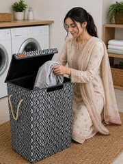 Textured Fabric Laundry Basket