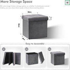 New Velvet Ottoman Storage 38x38cm