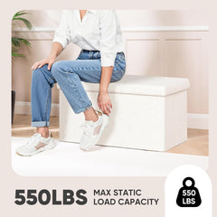 Boucle Foldable Storage Ottoman
