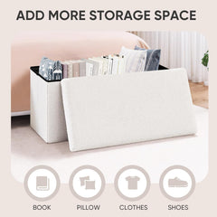 Boucle Foldable Storage Ottoman