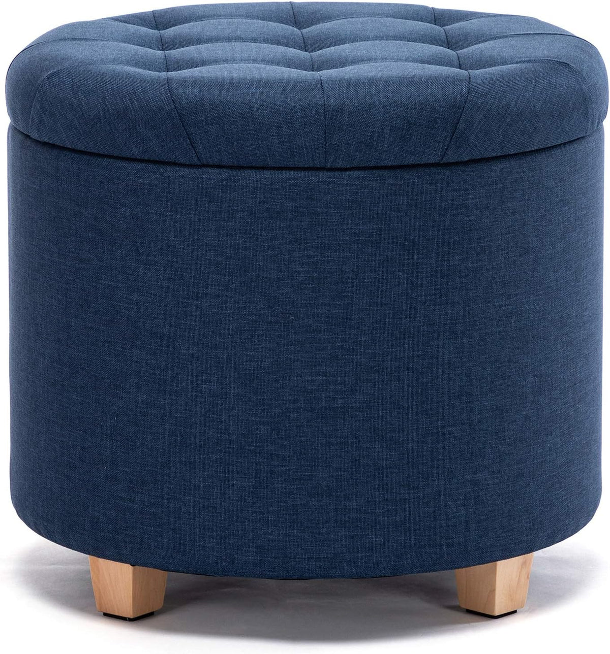 Round Fabric Storage Ottoman