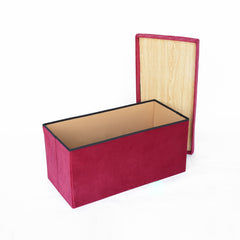Foldable Velvet Designed Storage Ottoman - Pink