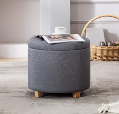 Round Fabric Storage Ottoman