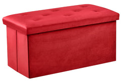 Foldable Velvet Designed Storage Ottoman - Brown