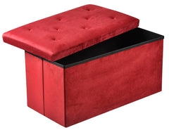 Foldable Velvet Designed Storage Ottoman - Brown