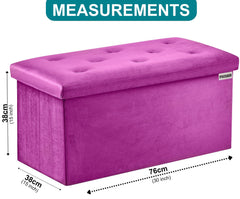 Foldable Velvet Designed Storage Ottoman - Purple