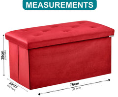 Foldable Velvet Designed Storage Ottoman - Brown